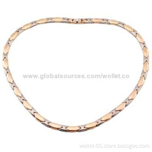 2014 Ladies' Fashion Rose Gold-plated 316L Stainless Steel Necklace, Health Gift, 18-22-inch Length